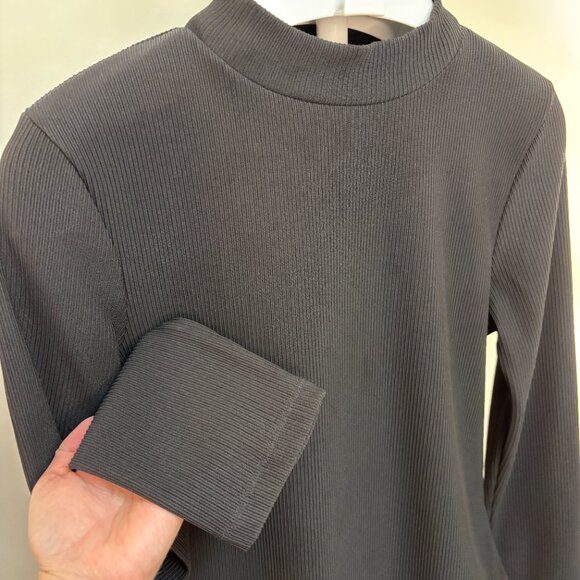 Topshop Like New Thick Mock Neck Ribbed Long sleeve Black Bodysuit Sz 12 - Picture 4 of 14
